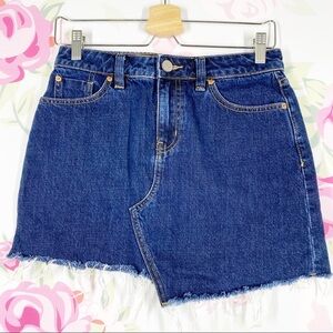 Urban Outfitters BDG Dark Wash Distressed Asymmetric Denim Mini Skirt S